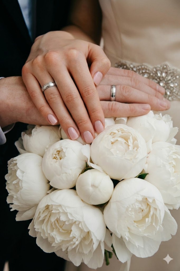 Свадебные кольца и букет